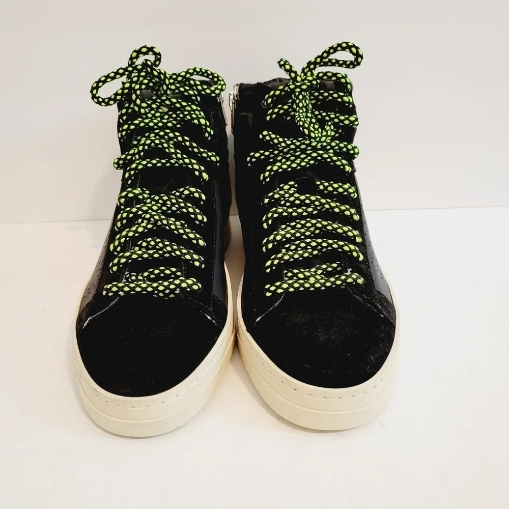 New P448 Mid Top Black Leather Suede Sneakers, Size 7,5